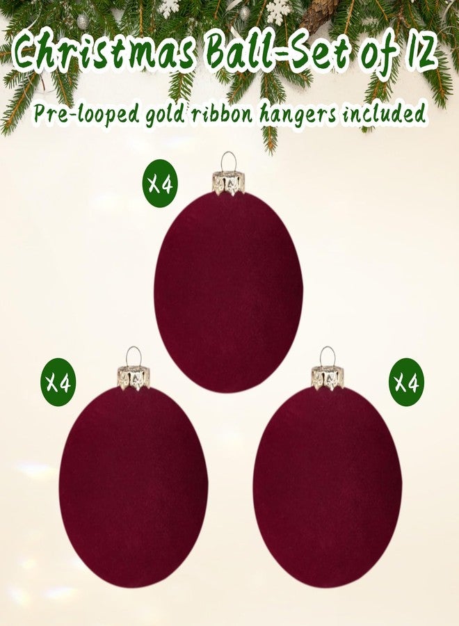 MALOKI Velvet Christmas Ornaments Balls 12Pcs 2.36 Inch Flocked Ornaments Christmas Tree Ball Shatterproof Decorative Plastic Balls Hanging Ornaments for Holiday Party Decor - Image 4
